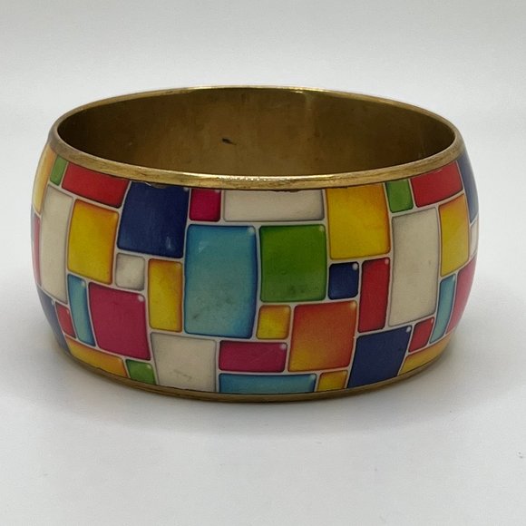 Costume Jewelry Jewelry - Geometric Print Brass Cuff Bracelet